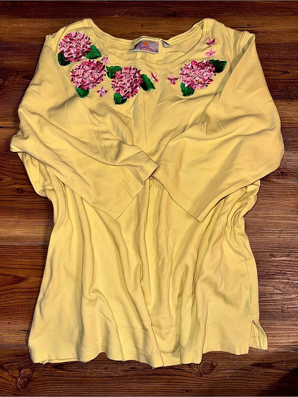 Lucky Factory Embroidered Floral Yellow Cotton Tunic